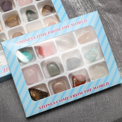 1set Natural Mineral Specimen Gift Box, Gemstones Collectible Sample, Home Student Decoration, Healing Stones, Gift Collection Good Vibrations