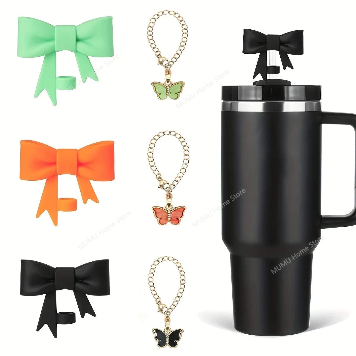 9pcs Accessories Set for Stanley Cup 30oz/40oz Spill Proof Stopper Flowers Straw Cover Silicone Boot Charm Butterfly Chain Good Vibrations Adult Super Store