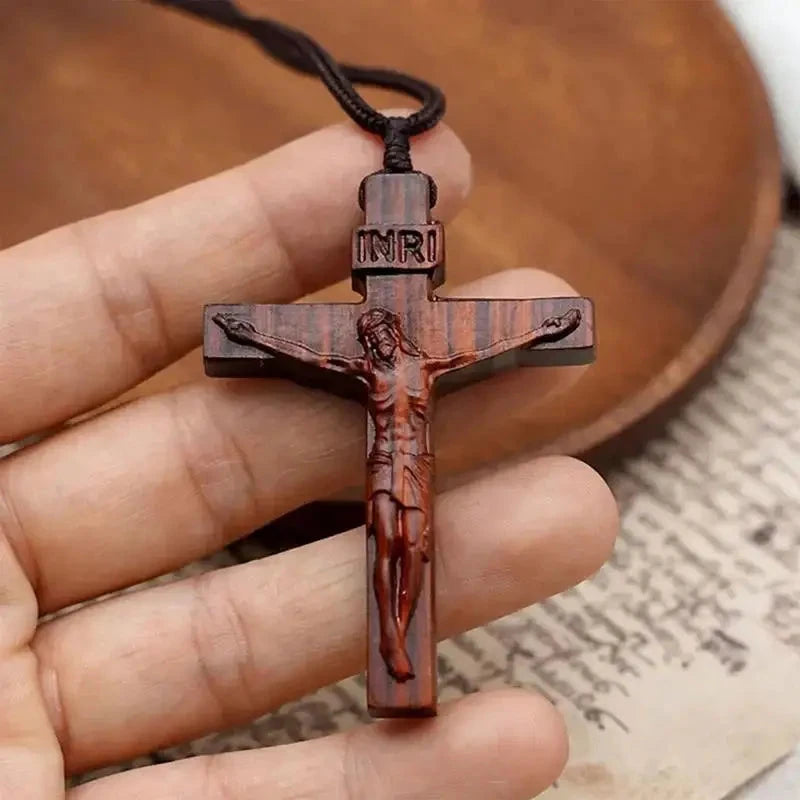 Jesus Cross Wooden Necklace Cross Pendant Necklace wood Cross Necklace christian Catholic Jesus Crucifix Necklace Accessories