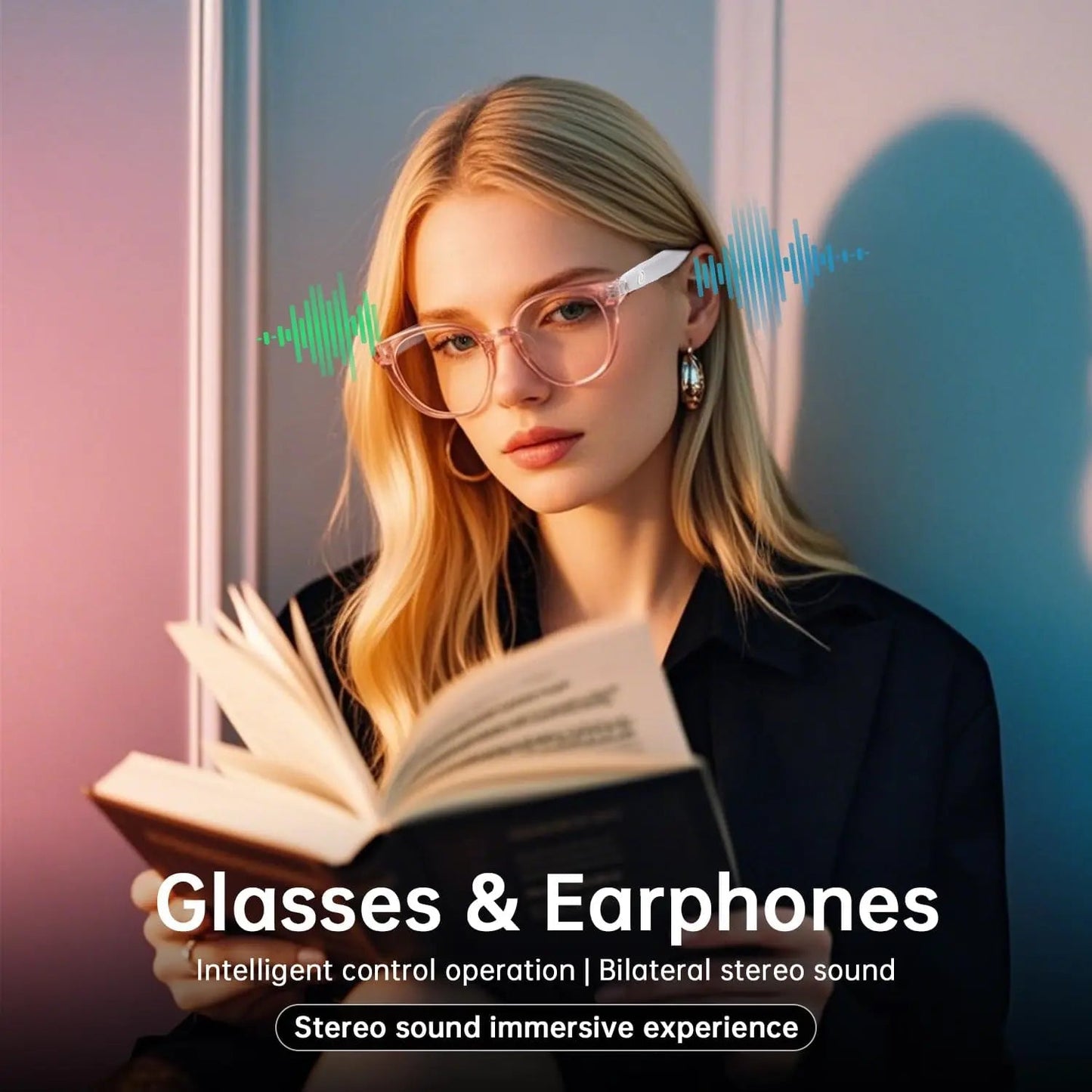 Smart Glasses for Men Women Color-changing Blue Light Lenses Bluetooth 5.3 Audio Intelligent Touch HD Calls HI-FI Sound Quality Good Vibrations