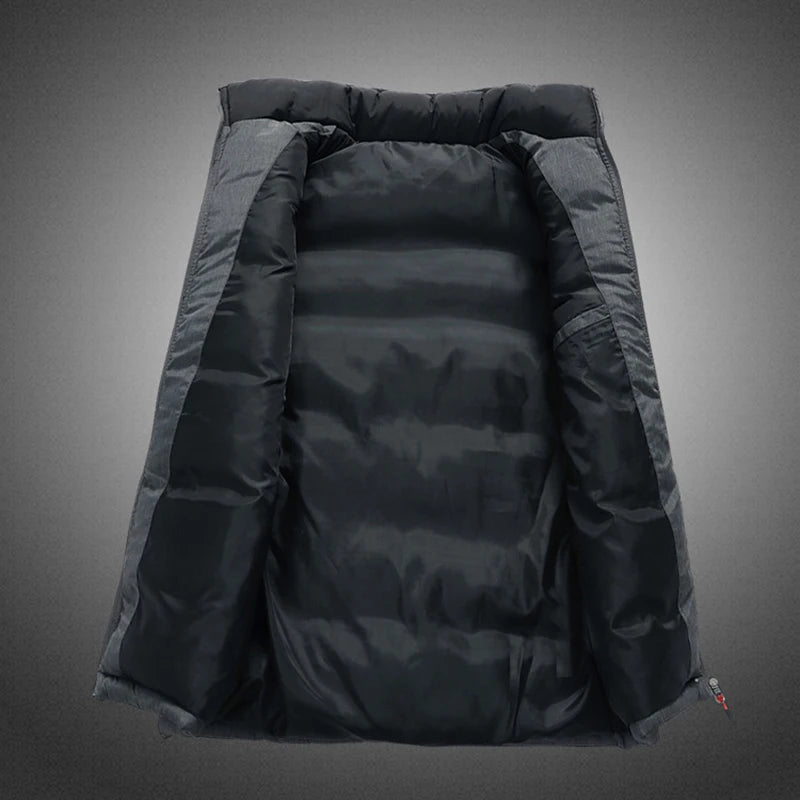 Men Vest Business Casual Sleeveless Jacket Cotton-Padded Vest Autumn Winter Windproof Warm Thicken Waistcoat Outdoor Outwear Good Vibrations