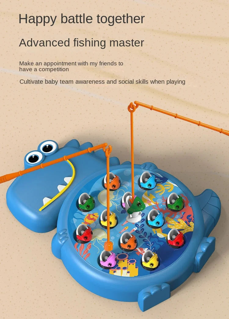 Dinosaur Simple Magnetic Fishing Toys Play Rod Game Toys for Children Baby Montessori with Rod Kids Educational Rotating Gift Good Vibrations