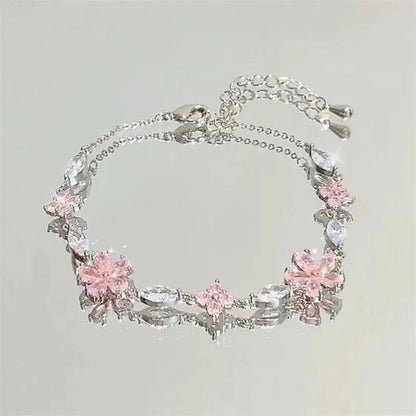 Elegant Crystal Flowers Bracelet For Women Y2K Sweet Girls Moon Cherry Blossom Bow Zircon Bracelets Luxury Designer Jewelry Gift Good Vibrations Adult Super Store