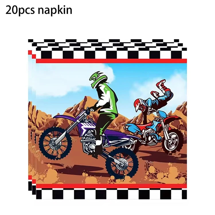 Dirt Bike Party Decor Motorcycle Banners Balloons Tableware Motocross Paper Cups Plates Napkins Motorcycle Theme Party Supplies Good Vibrations