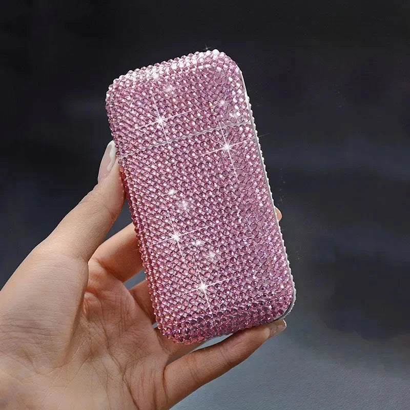 Luxury Rhinestone Cigarette Box with USB Charging Lighter Windproof Portable Smoking Accessories Fashionable Women's Gift Good Vibrations Adult Super Store