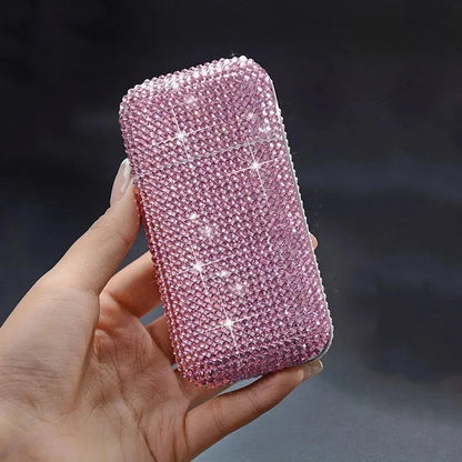 Luxury Rhinestone Cigarette Box with USB Charging Lighter Windproof Portable Smoking Accessories Fashionable Women's Gift Good Vibrations Adult Super Store