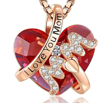 Luxury Fashion Mother's Day Gift Red/Blue Heart Pendant Necklace Mother's Day Necklace Chain Necklace Neck Accessories Good Vibrations Adult Super Store