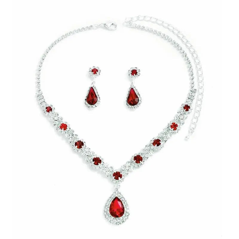 3 pieces of women's crystal droplet necklace with earrings set for wedding evening dress accessories Good Vibrations