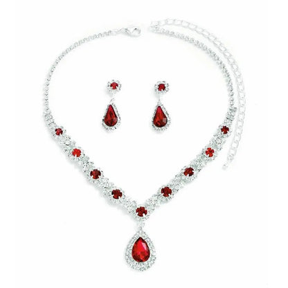 3 pieces of women's crystal droplet necklace with earrings set for wedding evening dress accessories Good Vibrations