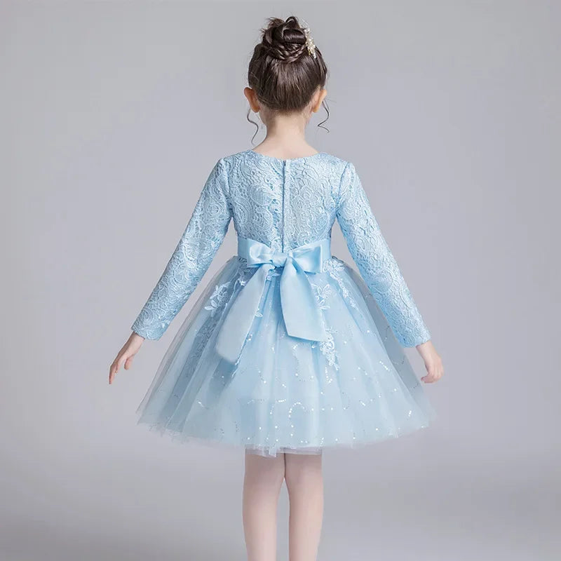 Fashion Flower Girl Dresses for Weddings Lace Long Sleeve Children Bridesmaid Dresses Spring Autumn Girls Party Dress 3-12 Years Good Vibrations