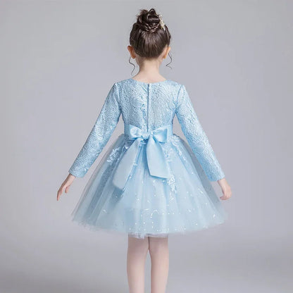 Fashion Flower Girl Dresses for Weddings Lace Long Sleeve Children Bridesmaid Dresses Spring Autumn Girls Party Dress 3-12 Years Good Vibrations