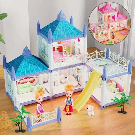 Doll Houses 3D Assembled DIY Miniatures Dollhouse Accessories Villa Princess Castle withGirl Birthday Gift Toy House Good Vibrations