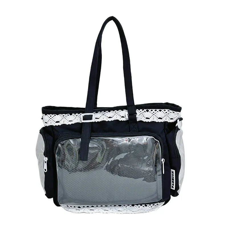 Large Capacity Ita Bag Anime Two-dimension Lolita Tote Bag Clear Window Crossbody Shoulder Bag Handbag Gift For Friends Good Vibrations