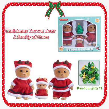 Box Packing Forest Family Reindeer Bunny Panda Animal Simulation Dollhouse Playset Play House Toy Accessories Xmas Gift for kids Good Vibrations