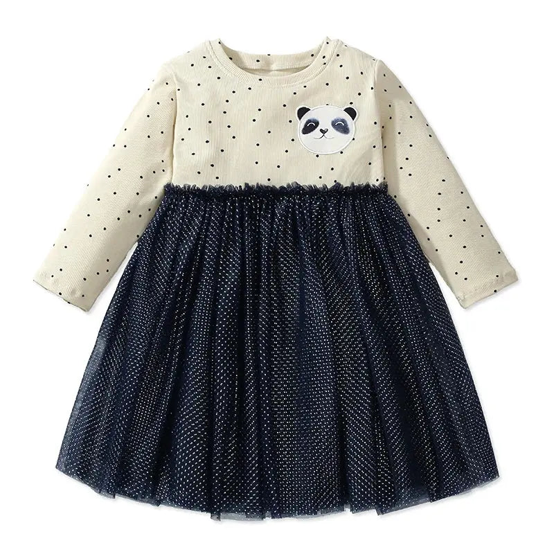 Little maven Kids Clothes Children's Clothing 2025 Autumn Cotton Baby Girls Cartoon Ballet Dancer Long Sleeves Dresses 2-7 year Good Vibrations