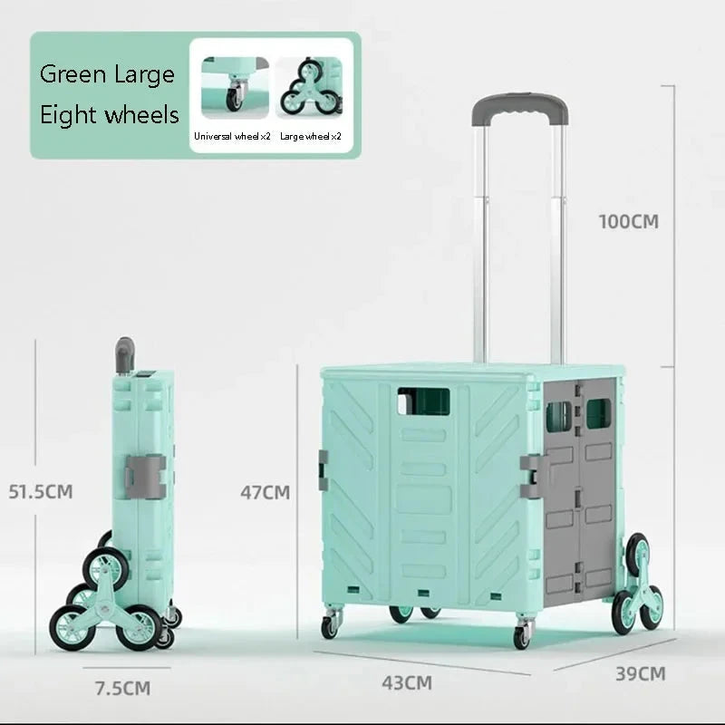 Home Supplies Trolley Shopping Storage Containers Folding Cart Plastic Shopping Cart Vehicle Mounted Storage Box Bag On Wheels Good Vibrations