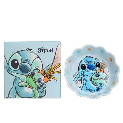 Stitch Kawaii Anime Cartoon Peripheral Ceramic Exquisite Tableware High Temperature Resistant Chopsticks Set 4.5 Inch Bowl Good Vibrations