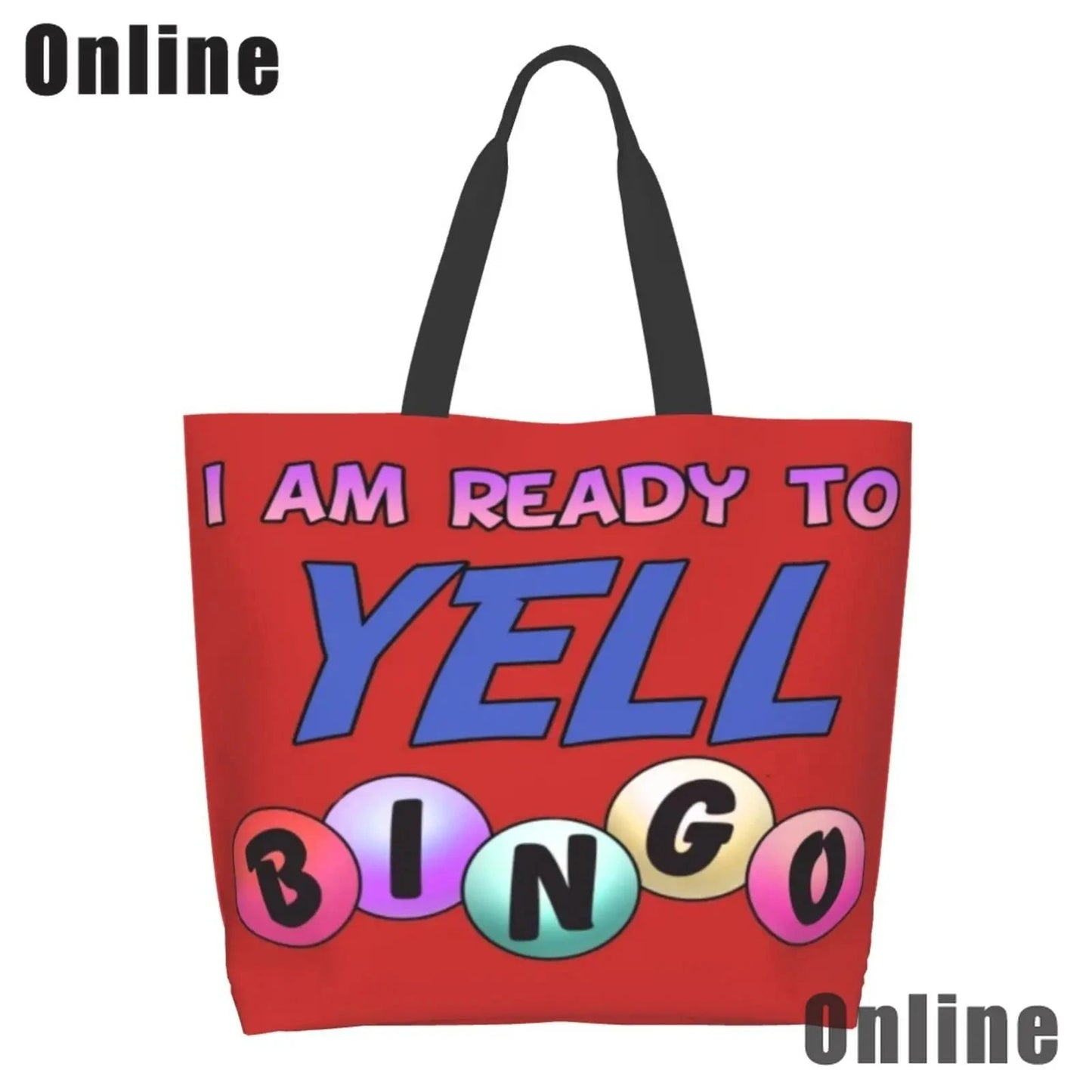 I Love Bingo Game Funny Handbags Shoulder Bags Casual Shopping Girls Tote Bag for Women Folding Reusable Shopping Bags Good Vibrations