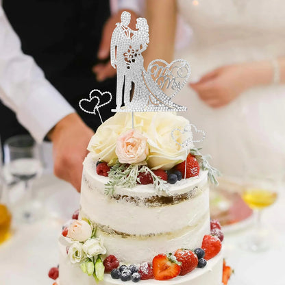 Wedding Cake Topper Rhinestone Metal Mr and Mrs Cake Topper Crystal Wedding Cake DecorationsBride and Groom Bridal Shower Theme Good Vibrations