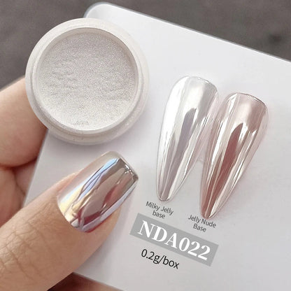 NICOLE DIARY Moonlight Mirror Nail Powder Aurora Silver Glitter Metallic Effect UV Gel Polish Pigment Chrome DIY Nail Decoration Good Vibrations