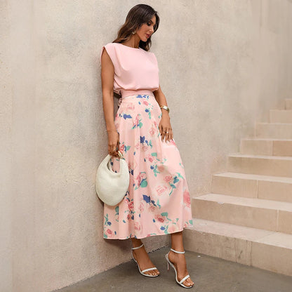Elegant women's outfit - 2026 new summer open-front blouse with belt and half-length skirt set Good Vibrations