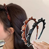 Fashion Women Girls Non-Slip Hair Bands With Clips Double Layer Headbands Hairstyle Bezel Hair Hoop Hair Accessories Headwear Good Vibrations