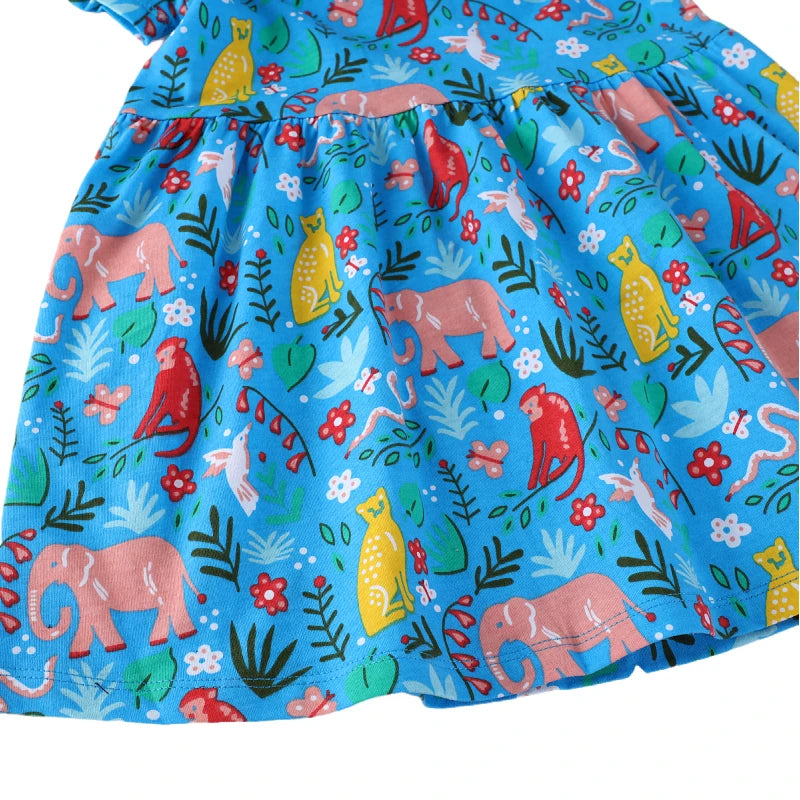 Little maven 2025 Summer New Kids Clothes Baby Girls Children's Clothing Cartoon Animals Dresses 2-7 Years Good Vibrations