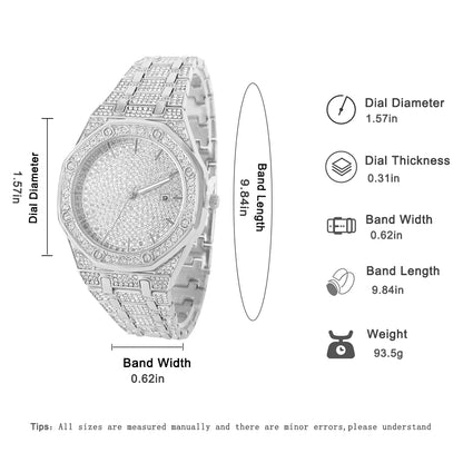 Iced Out Watch for Men Gold Watch for Men Hip Hop Fashion Cool Bling Bling Gold Diamond Luxury Mens Watch Dropshipping Relogio Good Vibrations