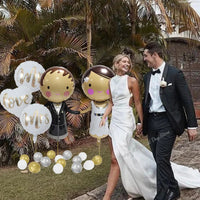 22pcs/Set Wedding Decor Balloon Couple Balloon Foil Balloons Heart Mr and Mrs Balloon Set Engagement Wedding Party Decor Good Vibrations