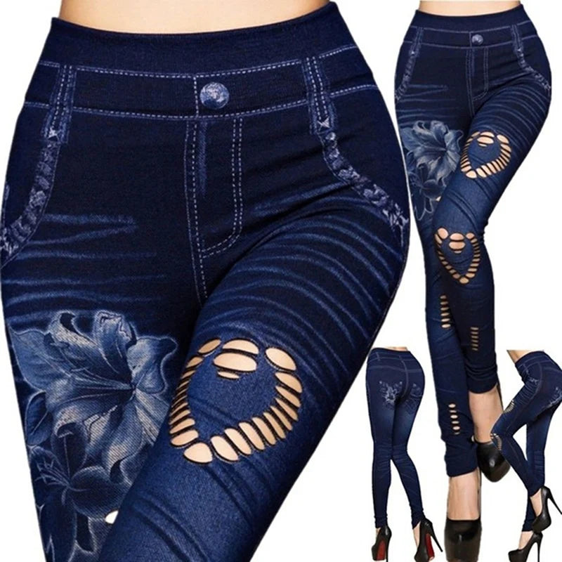 Hot Sexy Women Jean Skinny Jeggings Pants high waist leggings female print ankle-length Slim Legging Fitness Plus Size Good Vibrations