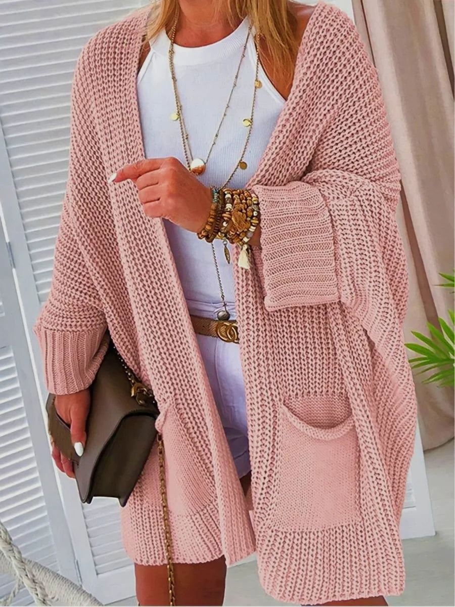 Pockets Knitted Cardigan for Women Casual V-neck Long Coat Fashion Autumn Winter Long Sleeve Sweater Vintage Chic Sweater Women Good Vibrations