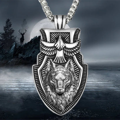 Fashion Men's Wolfhead Necklace Stainless Steel Triangle Pendant Hip Hop Necklaces for Men Punk Animal Jewelry Anniversary Gift Good Vibrations