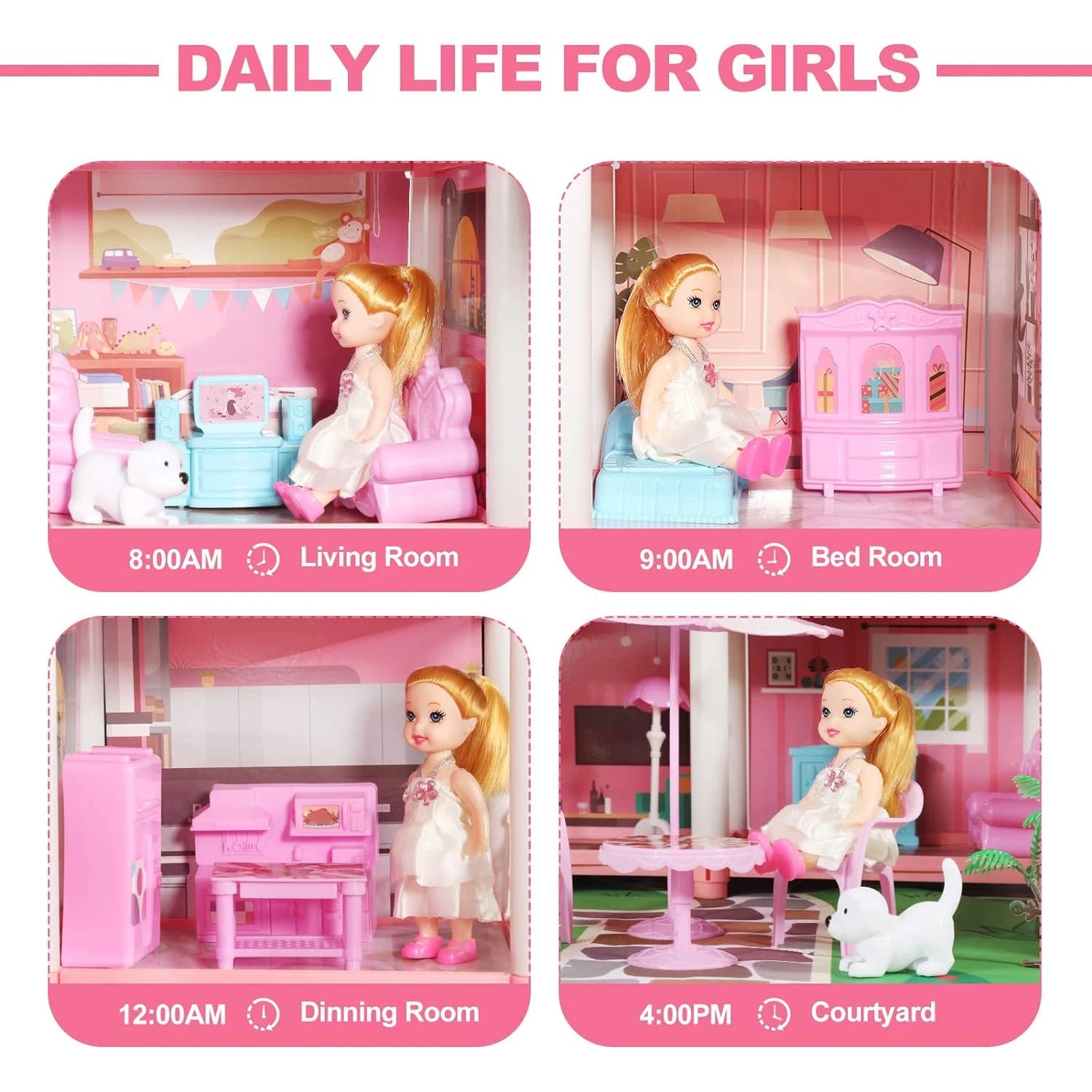 Girl's house, doll house, castle villa, girl's assembled house, home, parent-child interaction Good Vibrations