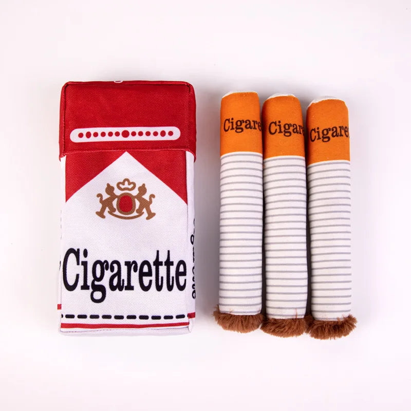 Cigarettes Dog Toy Imitation Cigar Chew Toy Interactive Plush Dog Chew Toy Funny Stuffed Dog Toys Novelty for Chewing Teething Good Vibrations