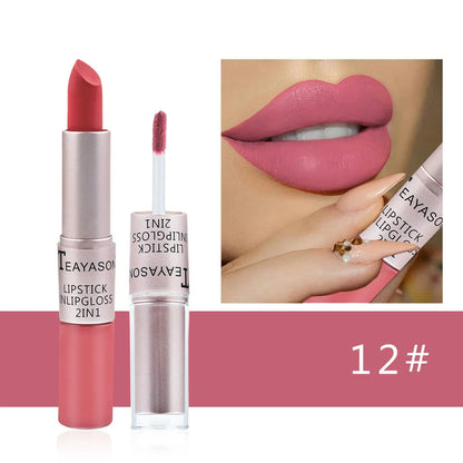 Long Lasting Velvet Matte Lipstick Double Head Lip Gloss Non-stick Cup Lip Gloss Tint Plumper Waterproof Lipstick Makeup Good Vibrations