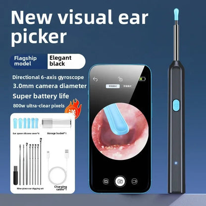 Wireless Visual Ear Endoscope Camera Ear Cleaning Tools Spoon Safe Silicone Earpick 5MP Camera Ear Wax Remover Luminous Otoscope Good Vibrations