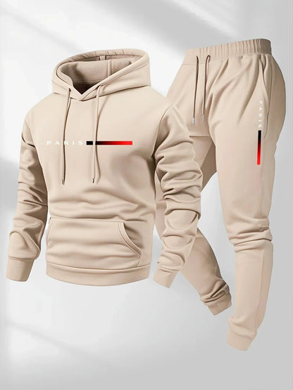 2025 letter printed sportswear set men's hooded sweatshirt long pants set spring and autumn winter warm suit Good Vibrations