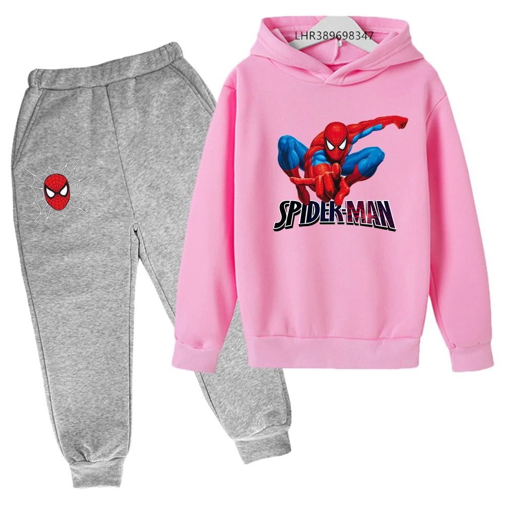 Autumn winter children's hoodie Spider-Man clothing leisure outerwear sweatshirt +pants set  Suitable 3-12 years Boys girls gift Good Vibrations