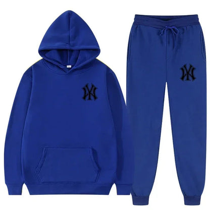 Men's running and fitness fashion casual sportswear set for autumn and winter, hooded sweatshirt + jogging pants two-piece set Good Vibrations