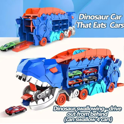 Transport Dinosaur Truck with Foldable into Standing Transforms Sliding Race Track T-rex Best Birthday Gifts Toys Boys And Girls Good Vibrations
