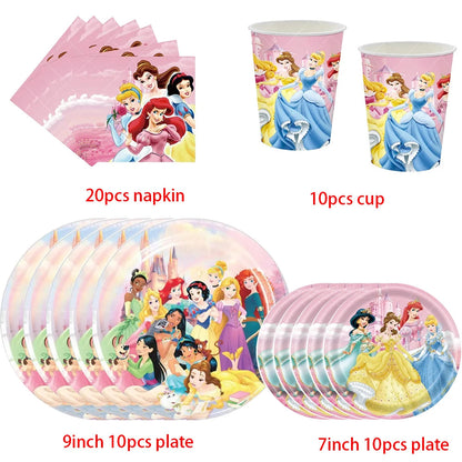 Princess Party Favor Girls' Happy Birthday Banner Princess Pinata Fillers Mask Stickers Disposable Tableware Set Decorations Good Vibrations