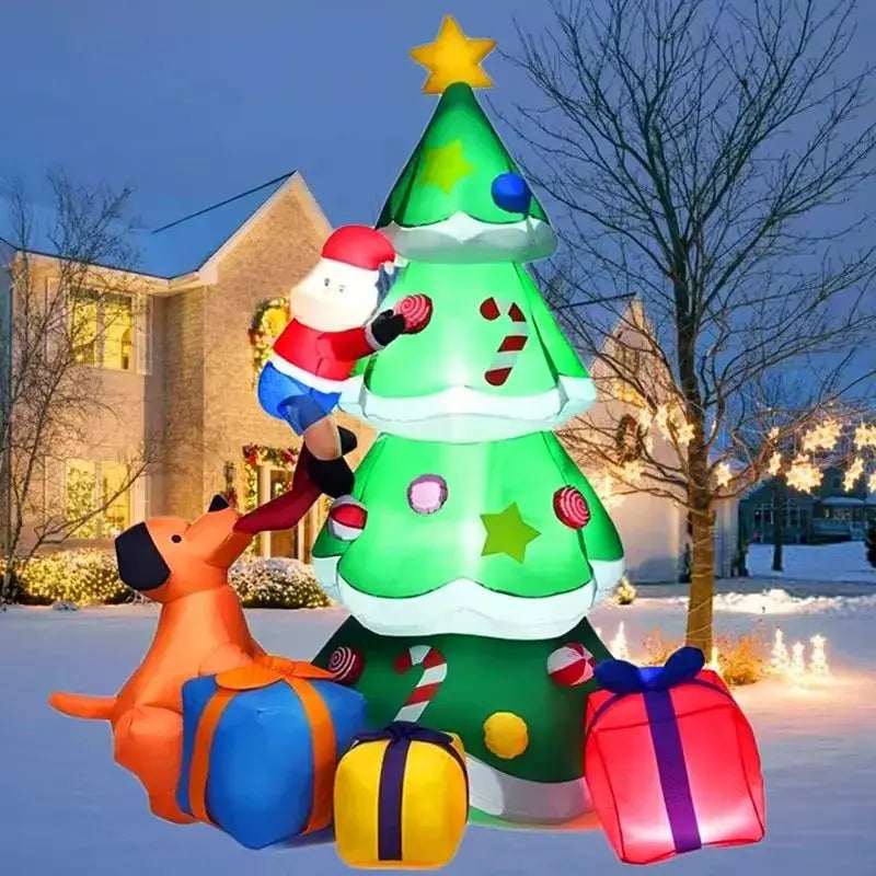 Christmas Decoration 2.1M Inflatable Toys Dog Santa Claus Xmas Tree Indoor Outdoor Decor With LED Lights New Year Gift Yard Prop Good Vibrations