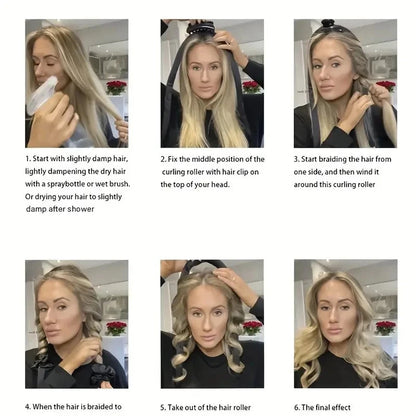 6Pcs Women No-Heat Curly Hair Stick Satin Sleep Cap Set Hair Clip and Ring Comb Sponge Hair Curler Suitable for All Hair Types Good Vibrations