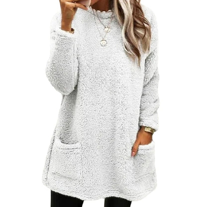 Womens Oversized Crewneck Sweatshirt Casual Sherpas Pullover Top Warm Sweater Loose Long Sleeve Shirts Tunics Dress Good Vibrations