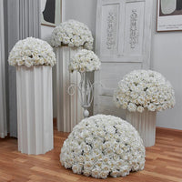 70/60/40/30CM White Rose Flower Ball Wedding Table Centerpieces Floral Ball Arrangement Event Party Banquet Props Window Display Good Vibrations