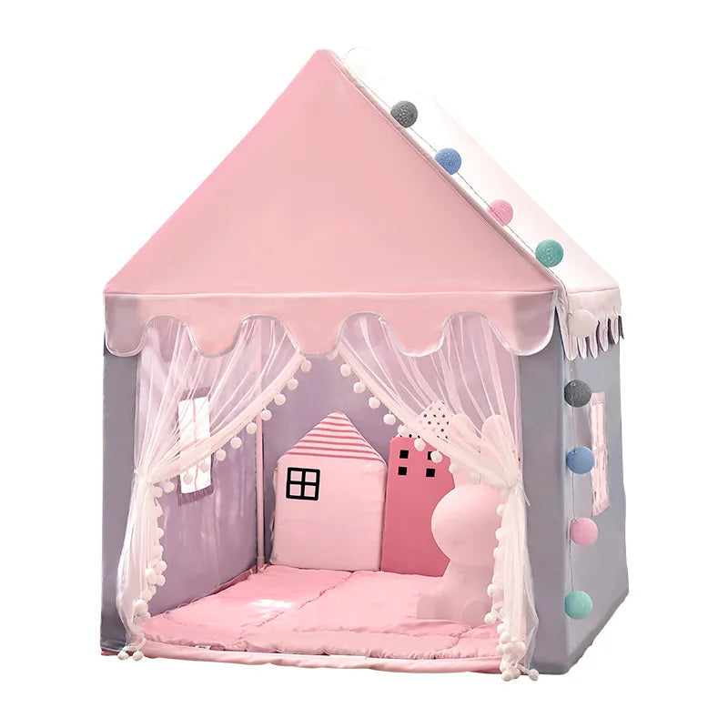 1.35M Large Portable Children Toy Tent Wigwam Folding Kid Tents Tipi Baby Play House Girls Pink Princess Castle Child Room Decor Good Vibrations