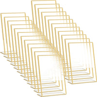 Gold Borders Acrylic Sign Holder Picture Frame Display Stand Clear Paper Holder Table Menu Stands for Wedding Office Restaurant Good Vibrations