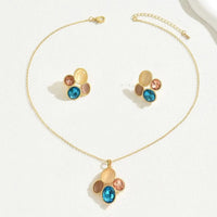 Chic Luxury Crystal Earrings Pearl Charm Rhinestone Necklace Geometric Vintage Women Jewelry Set Girls Good Vibrations