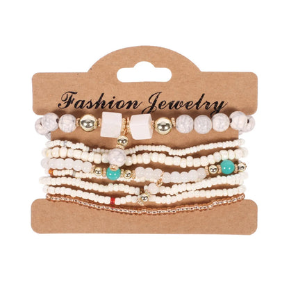 Bohemian Handmade Beads Bracelet Set For Women Summer Colorful Beaded Chain Bangle Men Boho Jewelry Accessories Good Vibrations