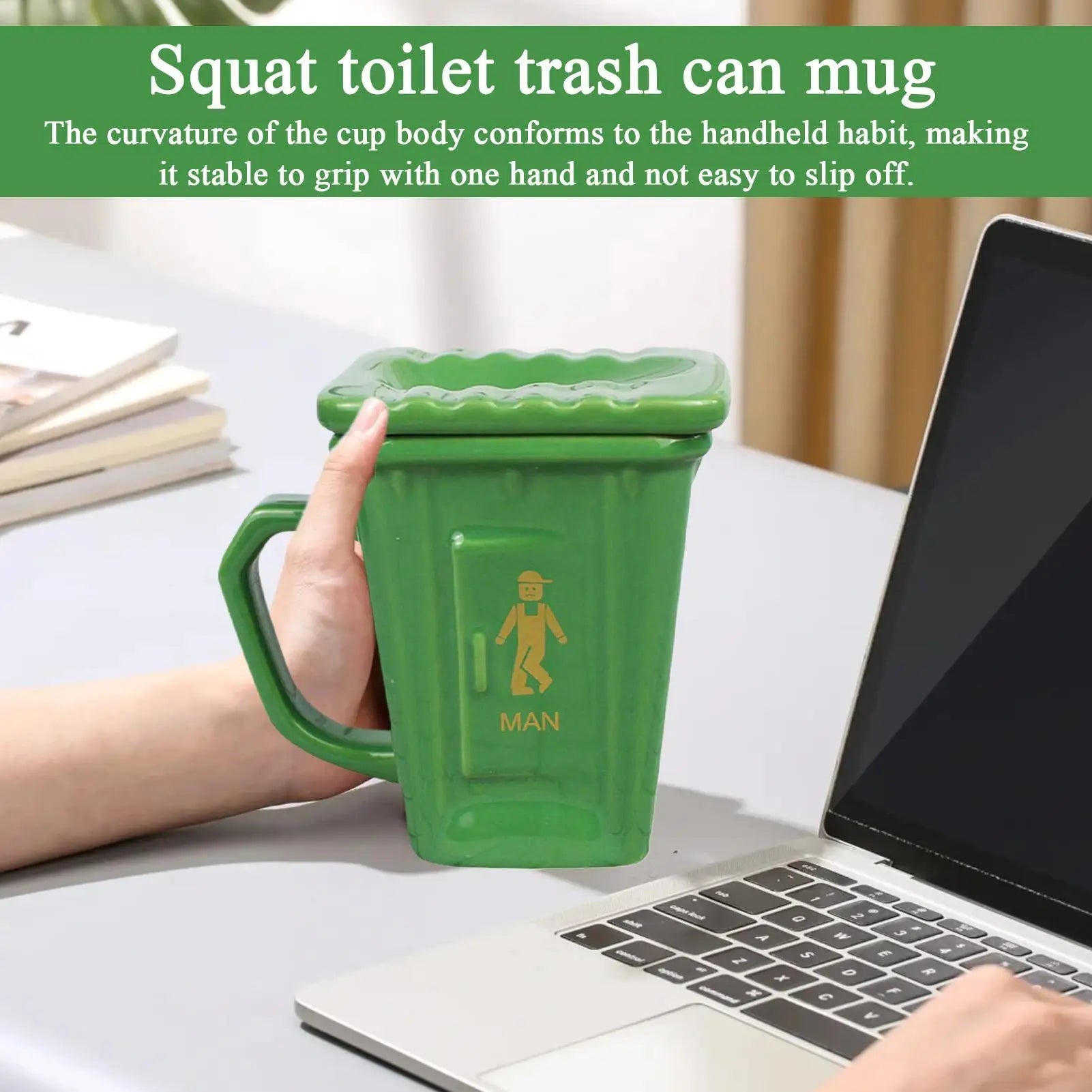Creative Squatty Toilet Trash Can Mug With Straw Ceramic Toilet Mug Funny Prank Water Mug For Home Work Birthday Party Good Vibrations